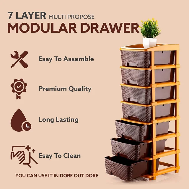 7-Layer Plastic Storage Drawer Organizer – Durable & Spacious