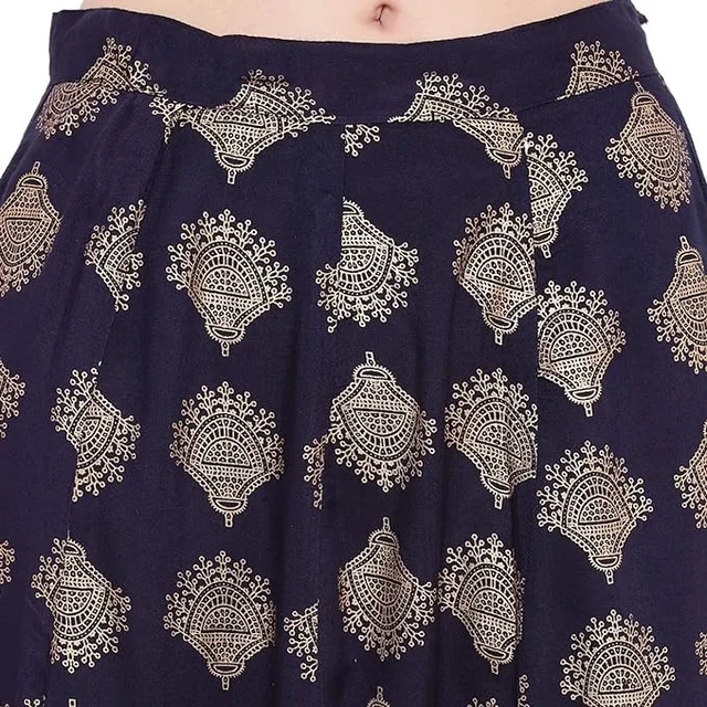 Stylum Women's Printed Rayon Blend Shirt Skirt Set An - XL