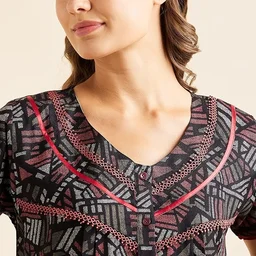 Sweet Dreams Women Printed Half Sleeves Maxi Nightgown An - Free Size
