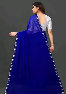 NEW FENCY GEORGETTE CUT WORK SAREE MO 0.4 - Free Size