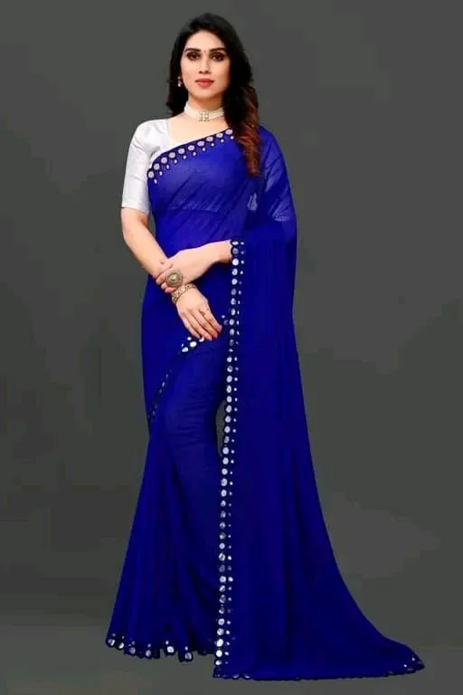 NEW FENCY GEORGETTE CUT WORK SAREE MO 0.4 - Free Size