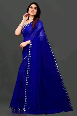 NEW FENCY GEORGETTE CUT WORK SAREE MO 0.4 - Free Size