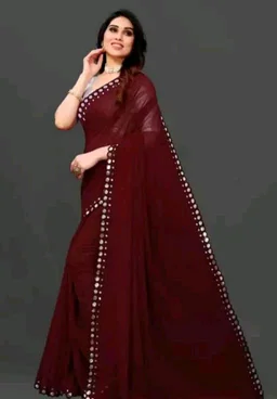 NEW FENCY GEORGETTE CUT WORK SAREE MO 0.4 - Free Size