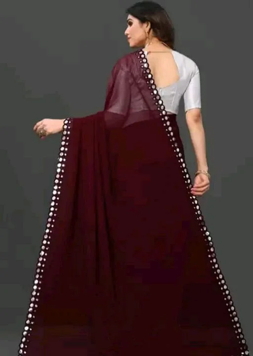 NEW FENCY GEORGETTE CUT WORK SAREE MO 0.4 - Free Size
