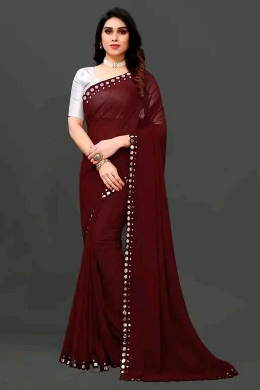 NEW FENCY GEORGETTE CUT WORK SAREE MO 0.4 - Free Size