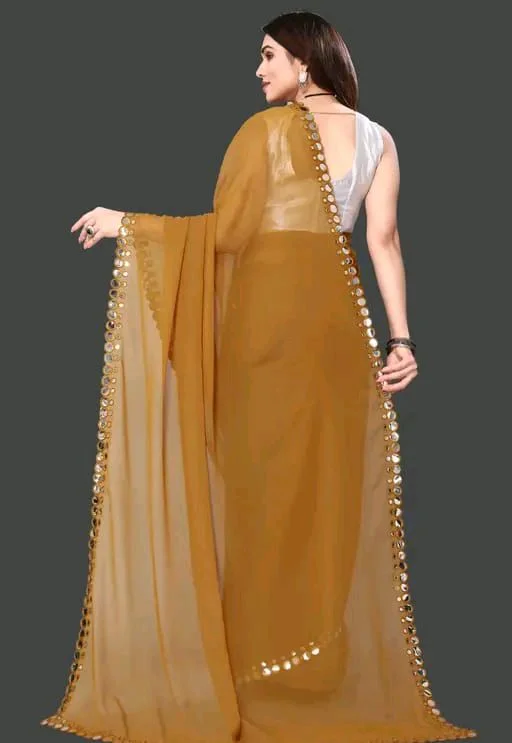 NEW FENCY GEORGETTE CUT WORK SAREE MO 0.17 - Free Size