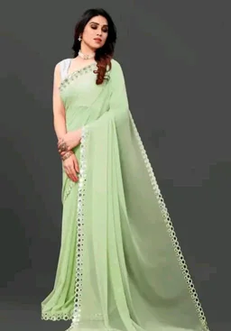 NEW FENCY GEORGETTE CUT WORK SAREE MO 0.16 - Free Size