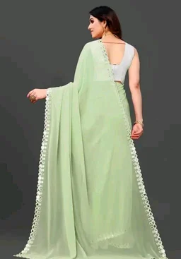 NEW FENCY GEORGETTE CUT WORK SAREE MO 0.16 - Free Size