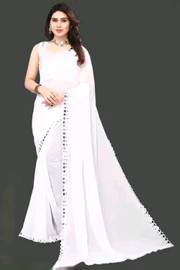 NEW FENCY GEORGETTE CUT WORK SAREE MO 0.15 - Free Size