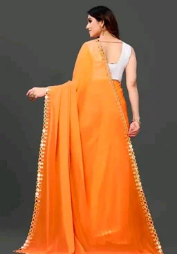 NEW FENCY GEORGETTE CUT WORK SAREE MO 0.14 - Free Size