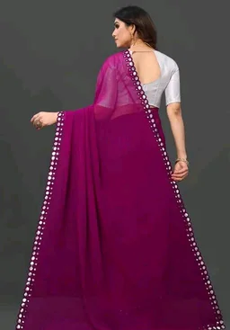 NEW FENCY GEORGETTE CUT WORK SAREE MO 0.13 - Free Size