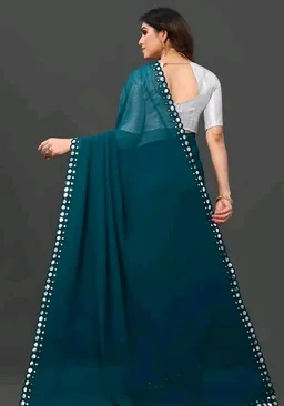NEW FENCY GEORGETTE CUT WORK SAREE MO 0.12 - Free Size