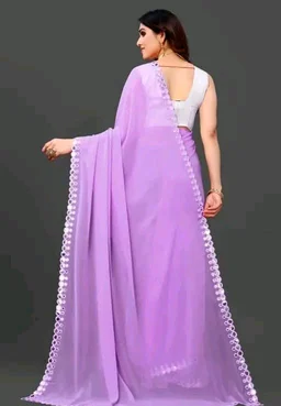 NEW FENCY GEORGETTE CUT WORK SAREE MO 0.10 - Free Size
