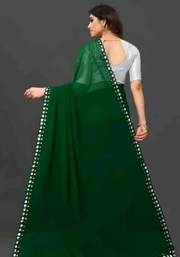 NEW FENCY GEORGETTE CUT WORK SAREE MO 0.9 - Free Size