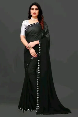 NEW FENCY GEORGETTE CUT WORK SAREE MO 0.7 - Free Size