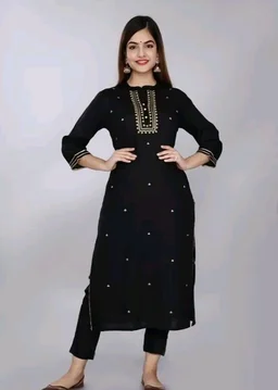 Embroidered Rayon Straight Kurtis good fit 0.2 - S