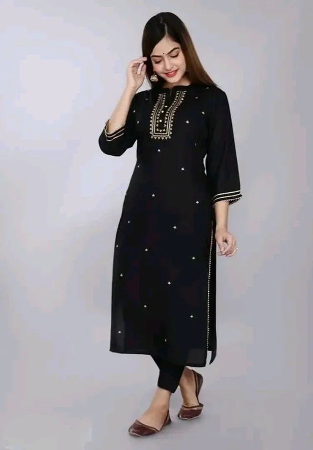 Embroidered Rayon Straight Kurtis good fit 0.2 - L