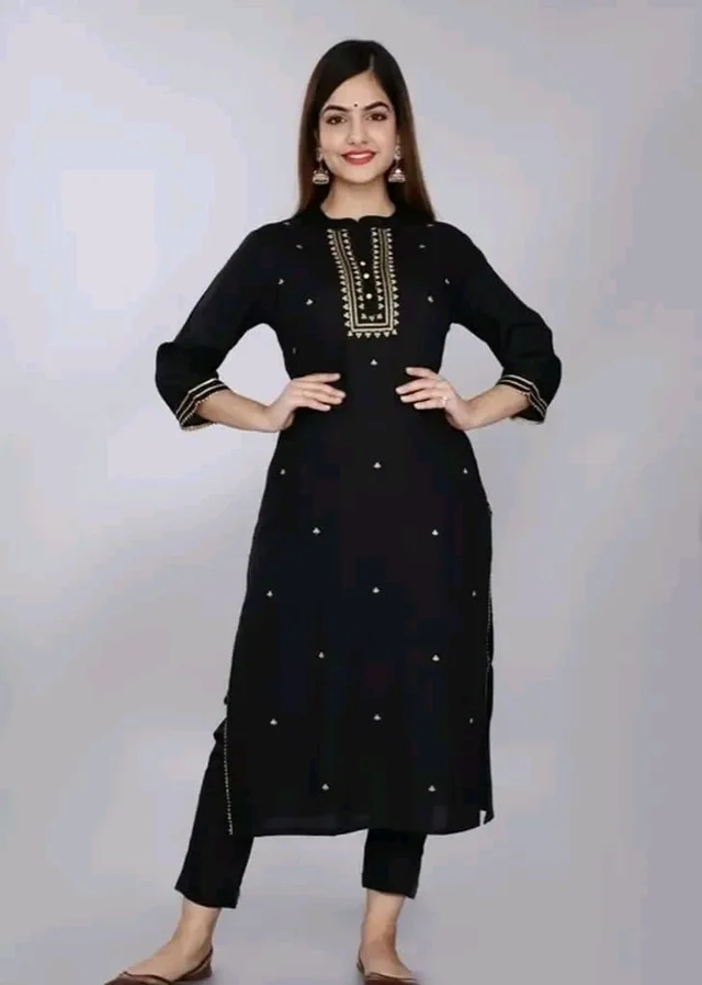 Embroidered Rayon Straight Kurtis good fit 0.2 - L