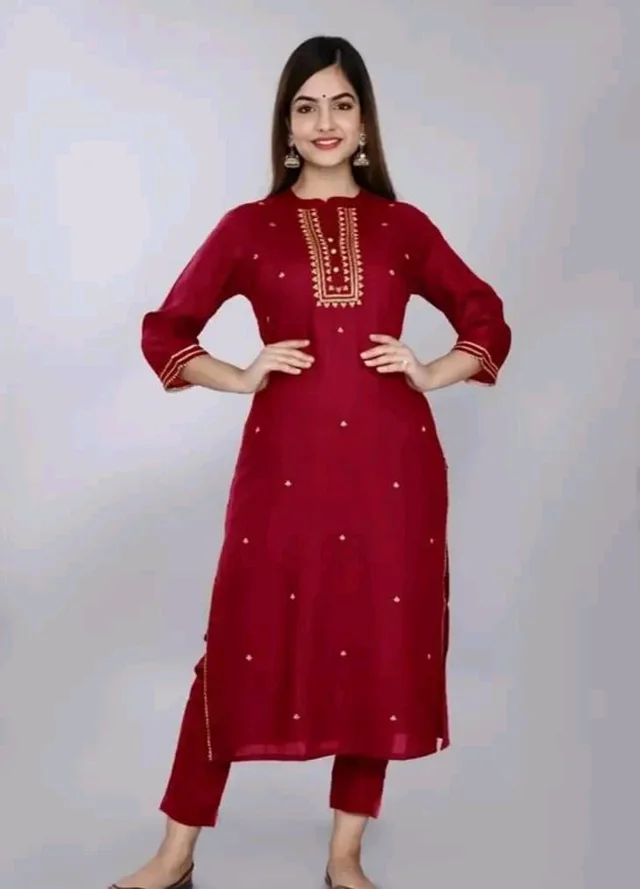 Embroidered Rayon Straight Kurtis good fit 0.3 - M