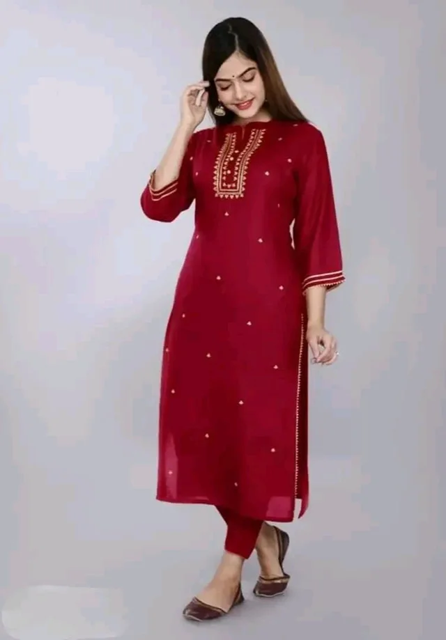 Embroidered Rayon Straight Kurtis good fit 0.3 - L