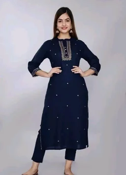 Embroidered Rayon Straight Kurtis good fit 0.4 - S