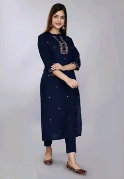 Embroidered Rayon Straight Kurtis good fit 0.4 - L