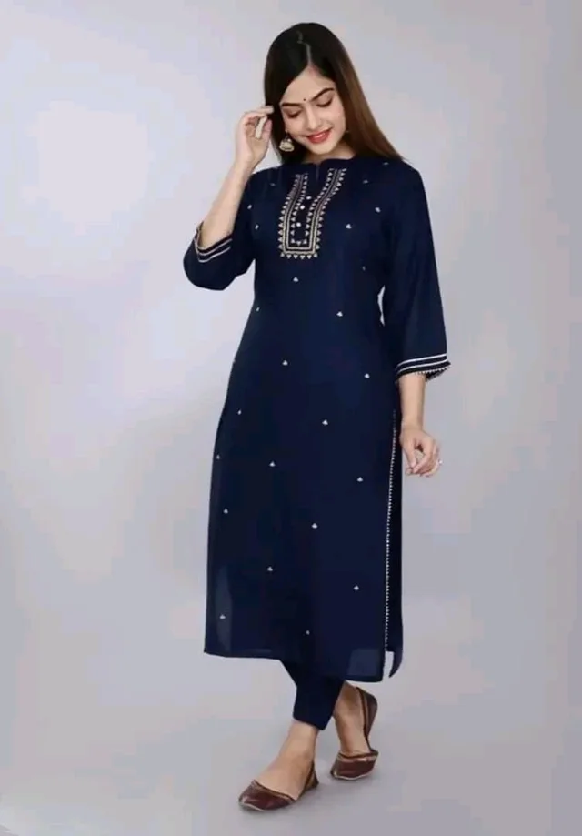 Embroidered Rayon Straight Kurtis good fit 0.4 - XL