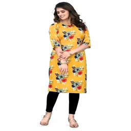 Olive Crepe Printed Kurtas For Women Good 0.1 - M