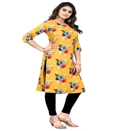 Olive Crepe Printed Kurtas For Women Good 0.1 - 4XL