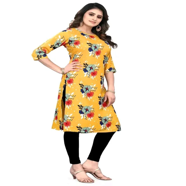 Olive Crepe Printed Kurtas For Women Good 0.1 - 5XL