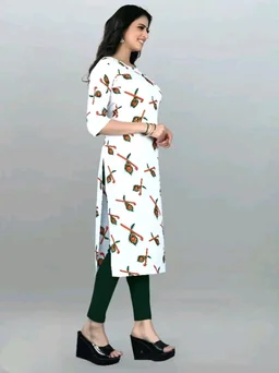 Olive Crepe Printed Kurtas For Women Good 0.3 - 2XL