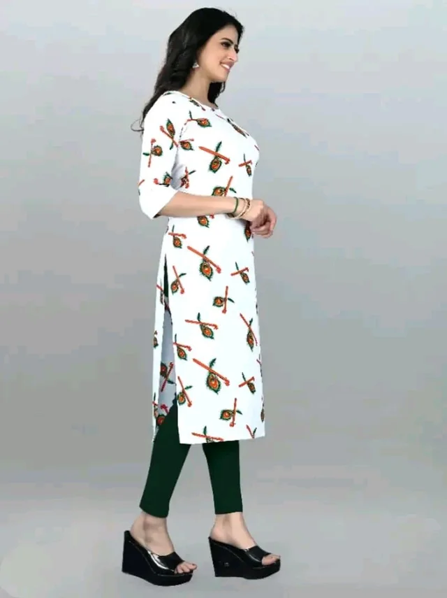 Olive Crepe Printed Kurtas For Women Good 0.3 - 2XL
