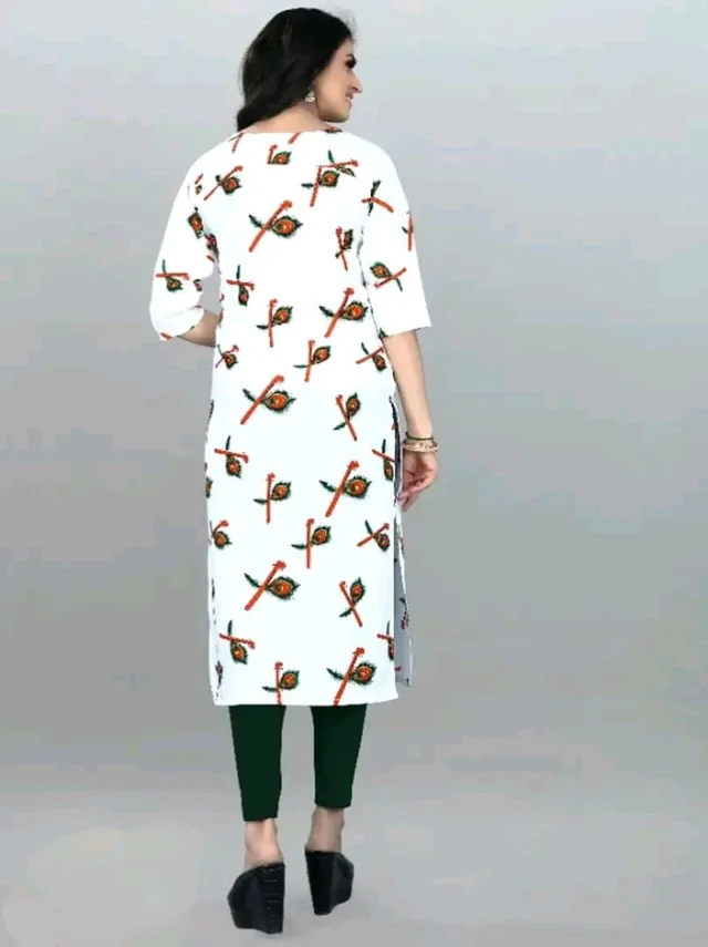 Olive Crepe Printed Kurtas For Women Good 0.3 - 3XL