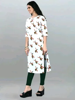 Olive Crepe Printed Kurtas For Women Good 0.3 - 5XL