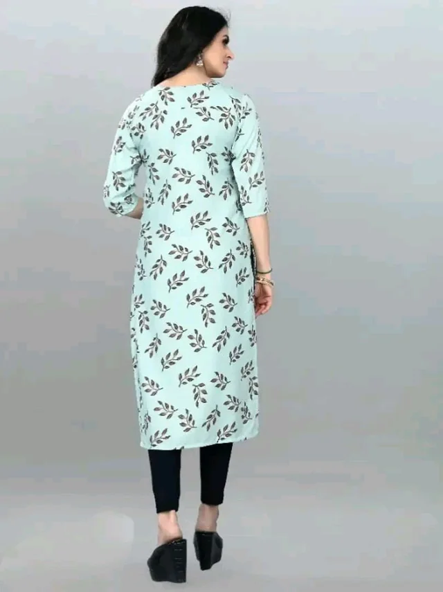 Olive Crepe Printed Kurtas For Women Good 0.4 - L