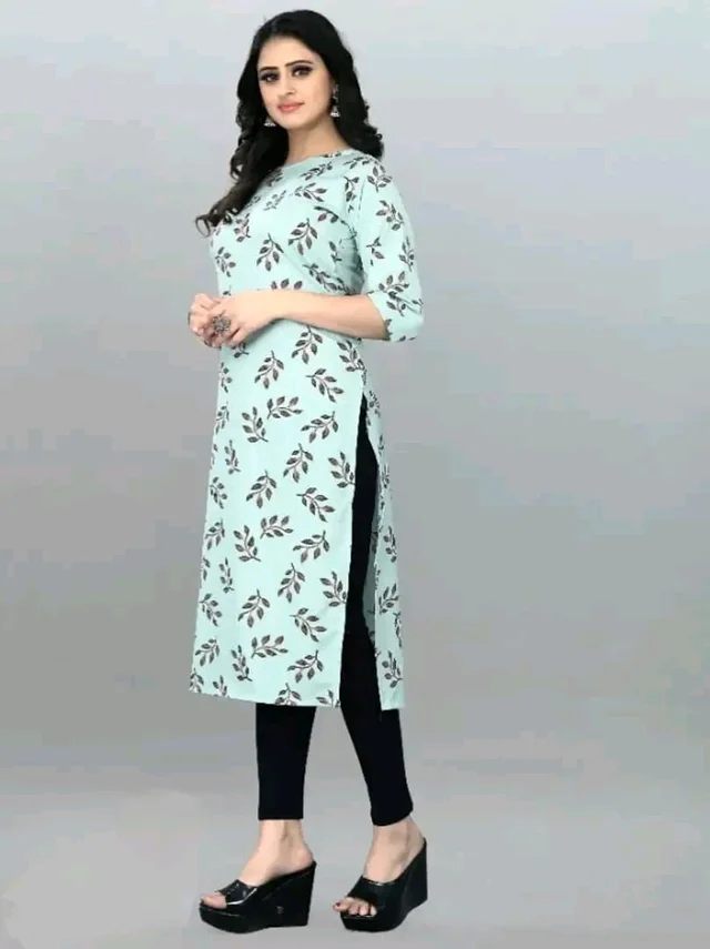 Olive Crepe Printed Kurtas For Women Good 0.4 - 4XL