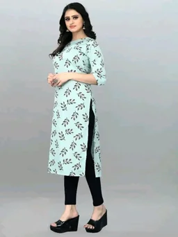 Olive Crepe Printed Kurtas For Women Good 0.4 - 5XL
