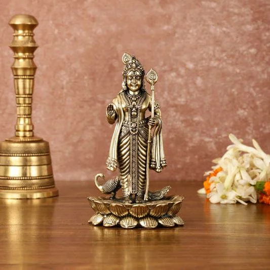 HOLYMONT99 Pure Brass Morugan Kartikeya Murti All Size Available - Small