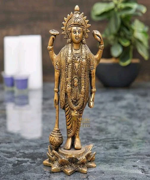 HOLYMONT99 Pure Brass Vishnu Narayan Murti All Size Available - Medium