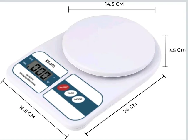 Kitchen Scale Multipurpose Portable Electronic Digital Weighing Scale | Weight Machine With Back Light LCD Display | White | 10 Kg |