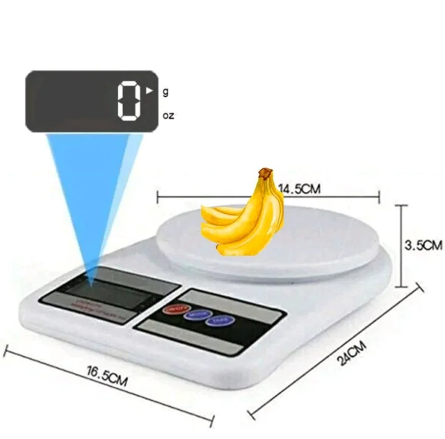 Kitchen Scale Multipurpose Portable Electronic Digital Weighing Scale | Weight Machine With Back Light LCD Display | White | 10 Kg |