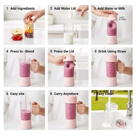 Portable USB Juicer – 420ml Rechargeable Blender