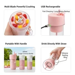 Portable USB Juicer – 420ml Rechargeable Blender