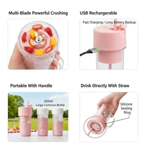 Portable USB Juicer – 420ml Rechargeable Blender