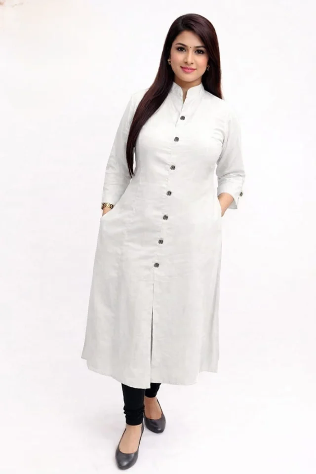 Plain Cotton Slub Straight Dress Kurti for Ladies Girls TAD