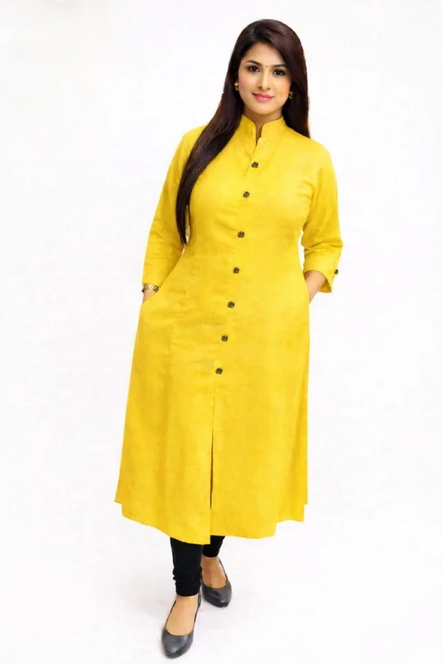 Plain Cotton Slub Straight Dress Kurti for Ladies Girls TAD