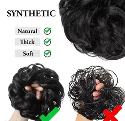 D-DIVINE 1 PCS Messy Bun Hair Piece Hair Extension With Elastic Rubber Band Hairpiece Synthetic Hair Scrunchies Hair Piece for Women Girls Mo - Free Size