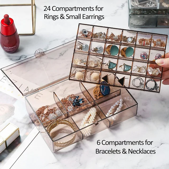Acrylic Jewelry Box – 30 Compartment Dustproof Organizer | Organivo