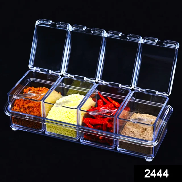 Acrylic Spice Rack – 4-Compartment Clear Seasoning Box | Lunchie Bunchie