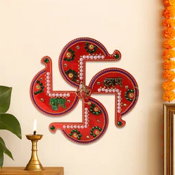 Acrylic Swastik Shubh Labh Wall Hanging – Auspicious Festival Decor